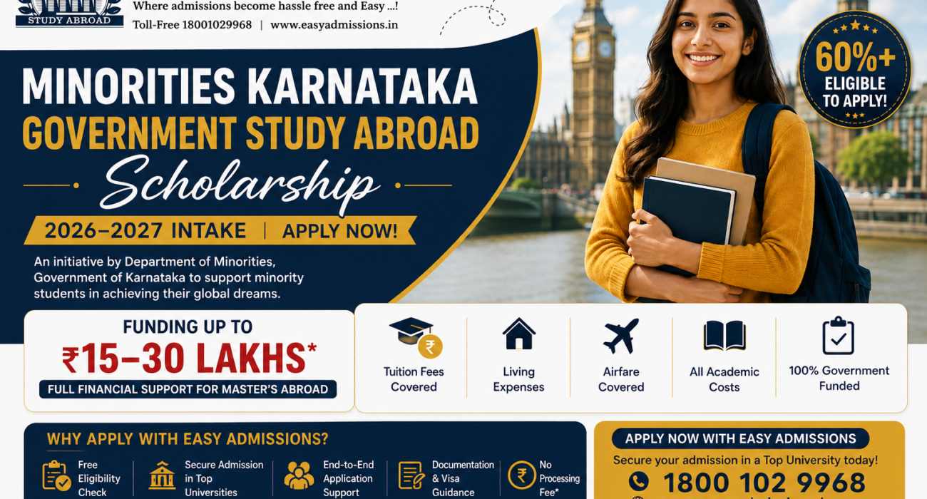 Minorities Karnataka Government Study Abroad Scholarship 2026-27 – National Overseas Scholarship by Easy Admissions Bangalore